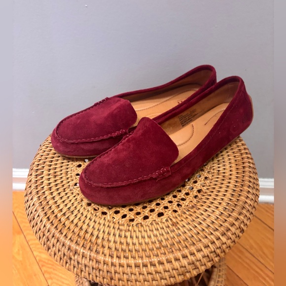 Born Burgundy Suede Loafers •Slip-on•8.5•preppy•casual•quiet luxury•scandi style - Picture 3 of 16